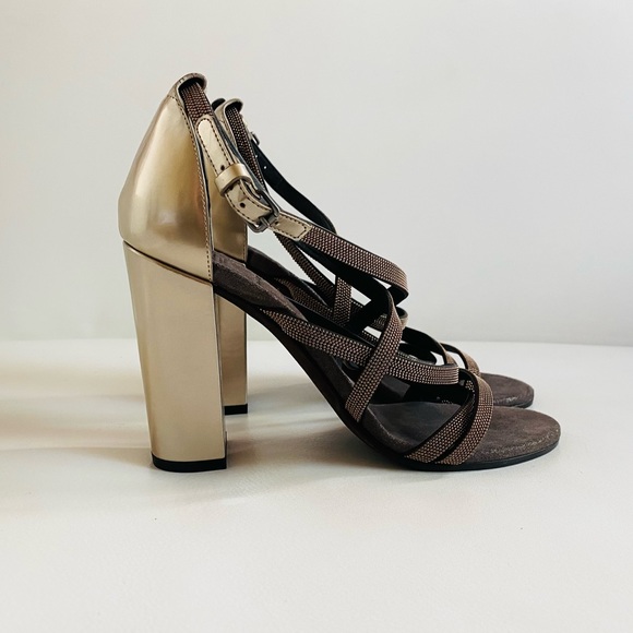 Brunello Cucinelli Shoes - Brunello Cucinelli Monili-Trim Strappy Sandals, Rose Gold NEW